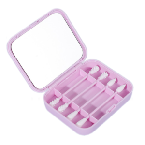 4pcs Reusable Cotton Swabs Silicone Washable Ear Buds with Mirror