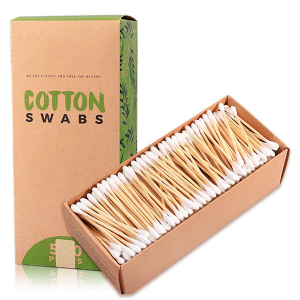 Biodegradable Bamboo Stick Cotton Swabs 500 Count in Paper Drawer Box