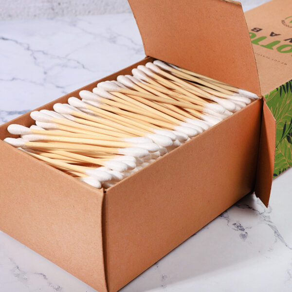 Biodegradable Bamboo Stick Cotton Swabs 500 Count in Paper Drawer Box - Image 2