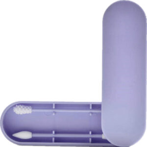 2pcs Silicone Washable Ear Buds Reusable Cotton Swabs for Ear Cleaning Makeup (Purple)