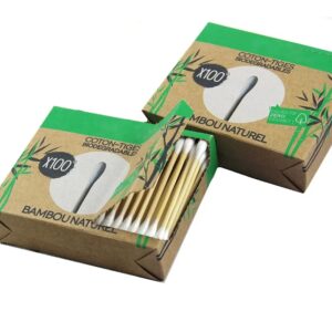 Side Tear-open Paper Box 100 Count Bamboo Cotton Swabs