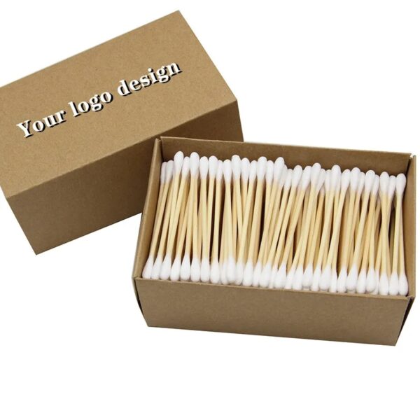 Custom Paper Box Bamboo Cotton Swabs (200/300 Count) - Image 2