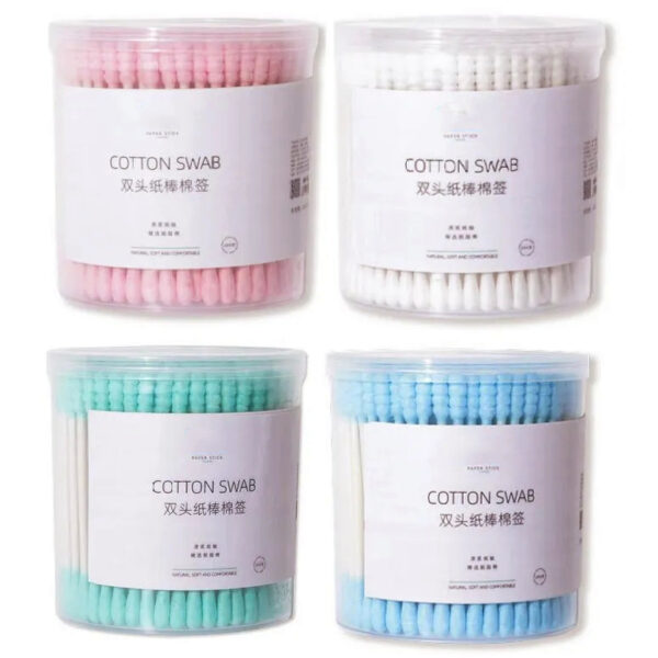 Blue Spiral Tip Paper Stick Cotton Swabs 200 Count in Plastic Canister - Image 10