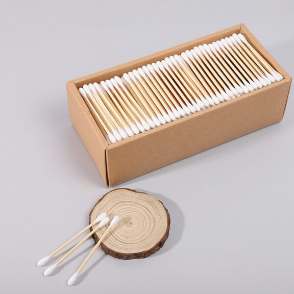 Biodegradable Bamboo Stick Cotton Swabs 500 Count in Paper Drawer Box - Image 2