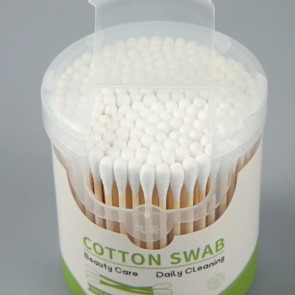 Custom Plastic Canister Bamboo Cotton Swabs (200 count) - Image 2