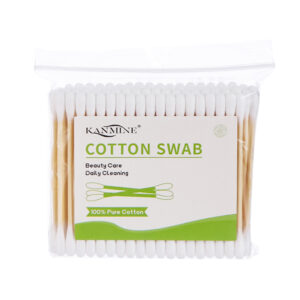Custom Label Zip Bag 100 Count Bamboo Stick Cotton Swabs