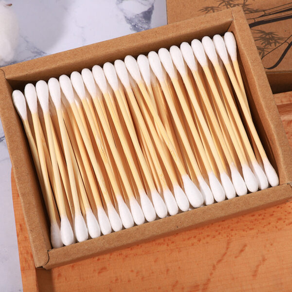 Biodegradable Bamboo Cotton Swabs 200 Count in Paper Drawer Box - Image 2