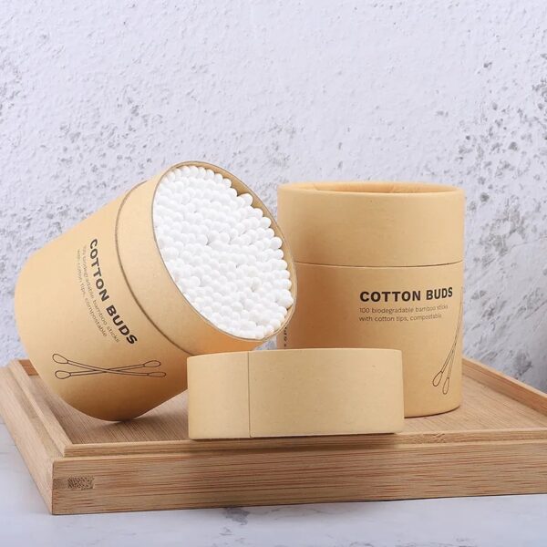 Custom Paper Canister Bamboo Stick Cotton Swabs 200 Count - Image 3