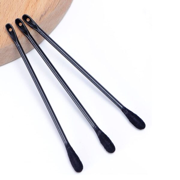 Individual Packaging Blackhead Remover Pimple Popping Black Cotton Swabs 50pcs/pack - Image 4
