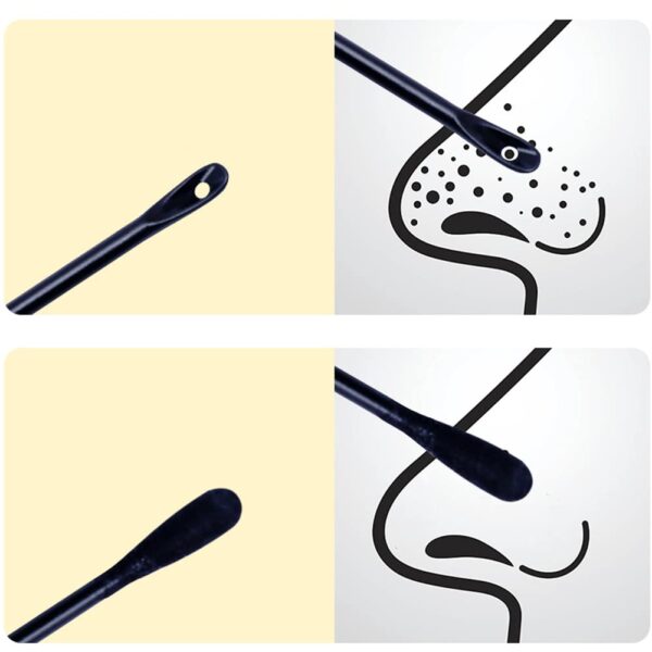 Individual Packaging Blackhead Remover Pimple Popping Black Cotton Swabs 50pcs/pack - Image 3
