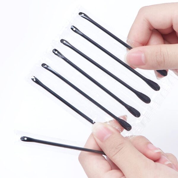 Individual Packaging Blackhead Remover Pimple Popping Black Cotton Swabs 50pcs/pack - Image 7