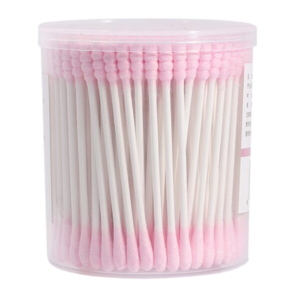 Pink Spiral Tip Paper Stick Cotton Swabs 200 Count in Plastic Canister - Image 3
