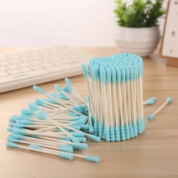 Blue Spiral Tip Paper Stick Cotton Swabs 200 Count in Plastic Canister - Image 8