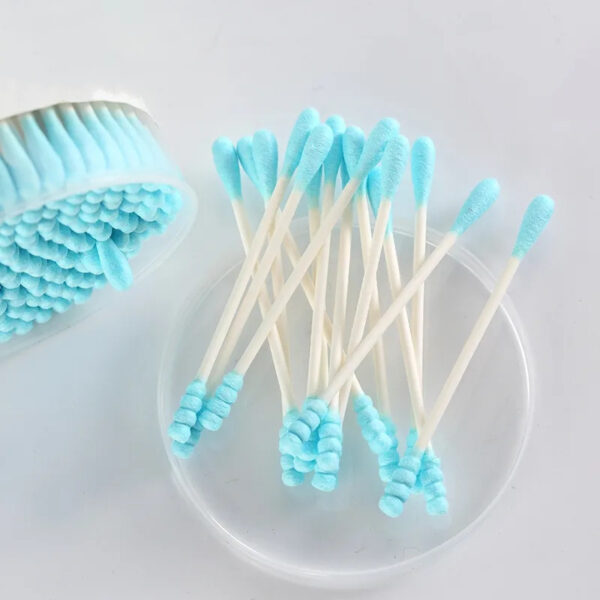 Blue Spiral Tip Paper Stick Cotton Swabs 200 Count in Plastic Canister - Image 4
