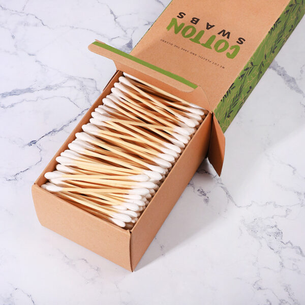 Biodegradable Bamboo Stick Cotton Swabs 500 Count in Paper Drawer Box - Image 4