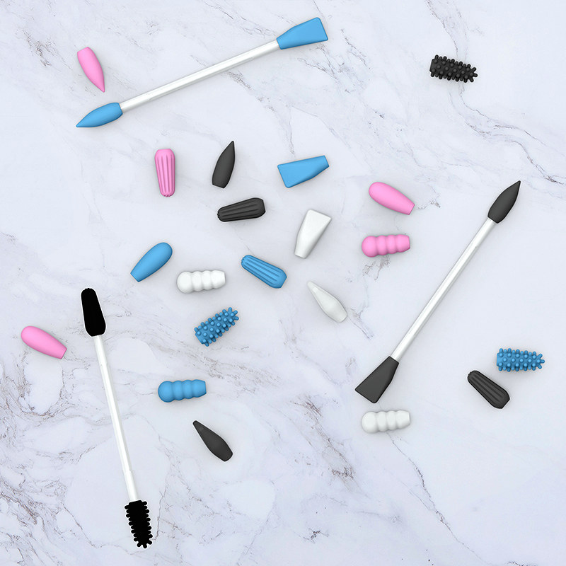 Custom Label 2pcs Silicone Reusable Cotton Swabs Washable Ear Buds - Image 5
