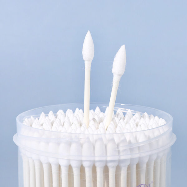 Pointed/Round Tip Paper Stick Cotton Swabs 150 Count in Purple Lid Plastic Canister - Image 7