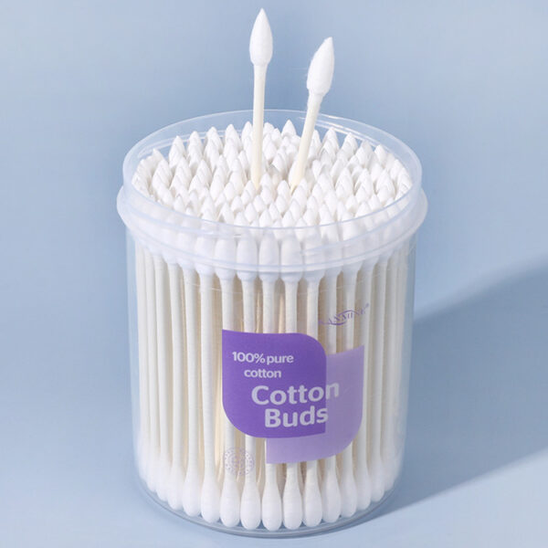 Pointed/Round Tip Paper Stick Cotton Swabs 150 Count in Purple Lid Plastic Canister - Image 8