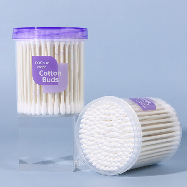 Pointed/Round Tip Paper Stick Cotton Swabs 150 Count in Purple Lid Plastic Canister - Image 10