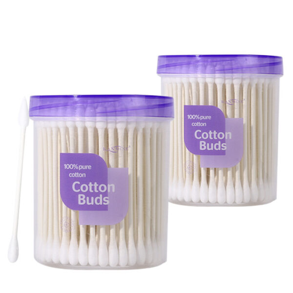 Pointed/Round Tip Paper Stick Cotton Swabs 150 Count in Purple Lid Plastic Canister - Image 13
