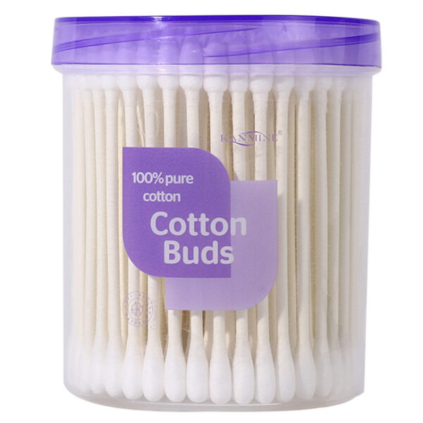 Pointed/Round Tip Paper Stick Cotton Swabs 150 Count in Purple Lid Plastic Canister - Image 16