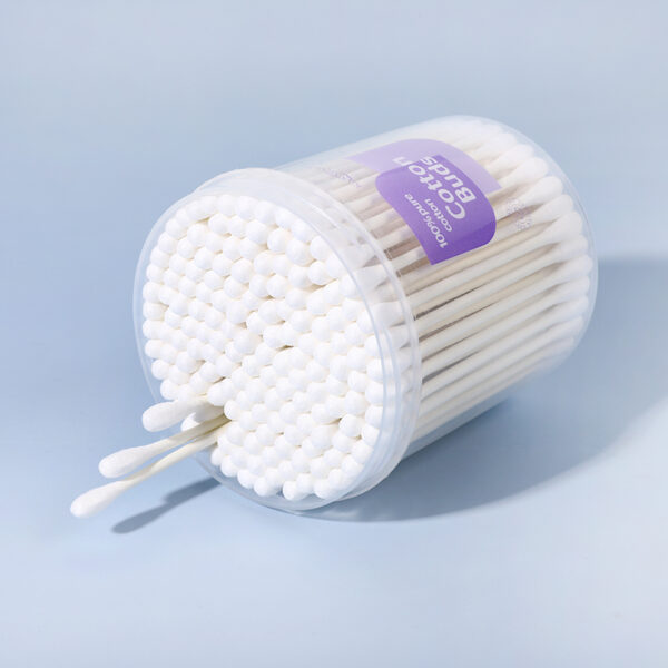 Pointed/Round Tip Paper Stick Cotton Swabs 150 Count in Purple Lid Plastic Canister - Image 17