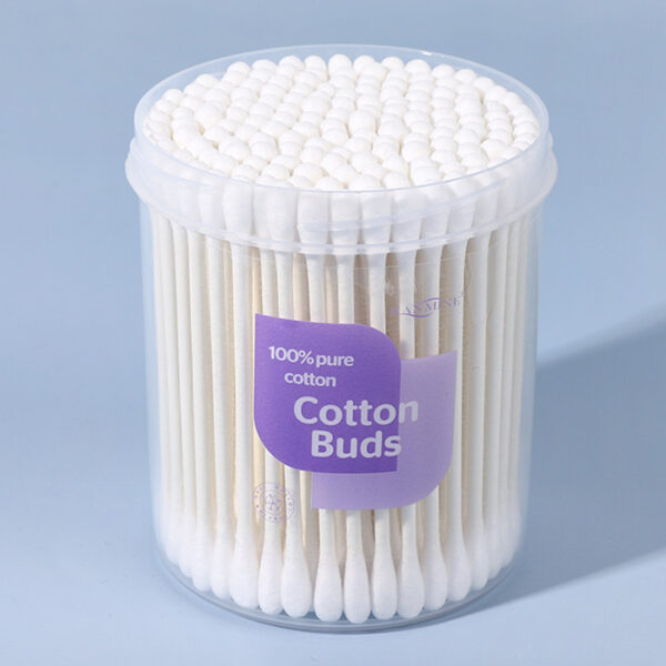 Pointed/Round Tip Paper Stick Cotton Swabs 150 Count in Purple Lid Plastic Canister - Image 15