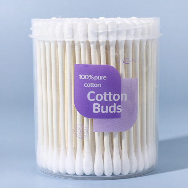 Pointed/Round Tip Paper Stick Cotton Swabs 150 Count in Purple Lid Plastic Canister - Image 9