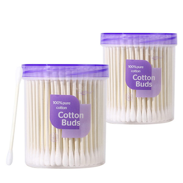 Pointed/Round Tip Paper Stick Cotton Swabs 150 Count in Purple Lid Plastic Canister - Image 14