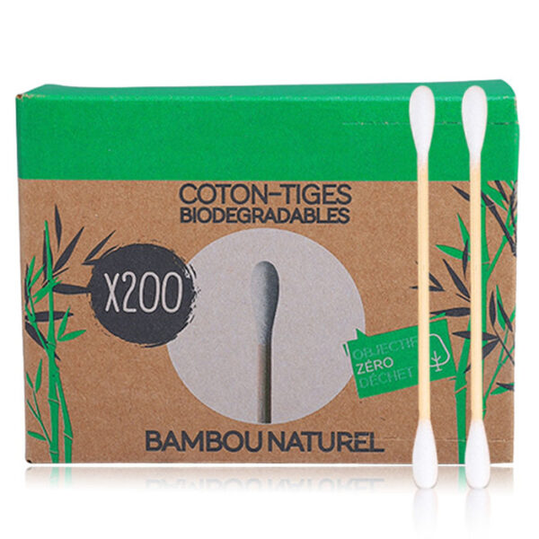 Side Tear-open Paper Box 100 Count Bamboo Cotton Swabs - Image 2
