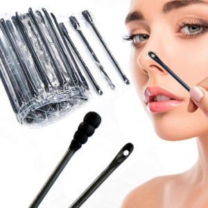 Individual Packaging Blackhead Remover Pimple Popping Black Cotton Swabs 50pcs/pack