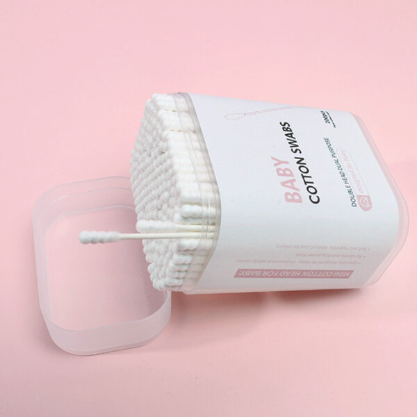 Paper Stick Spiral+Round Tip Baby Cotton Swabs 200/400 Count in Plastic Box - Image 4