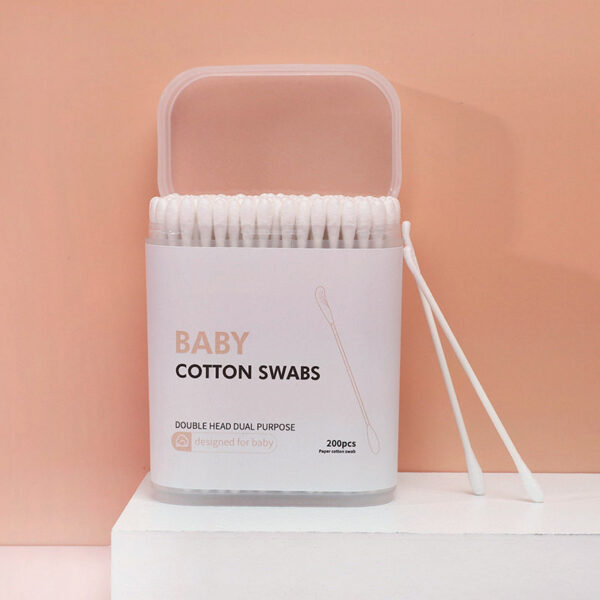 Paper Stick Spiral + Ear Spoon Tip Baby Cotton Swabs 200/400 Count in Plastic Box - Image 8