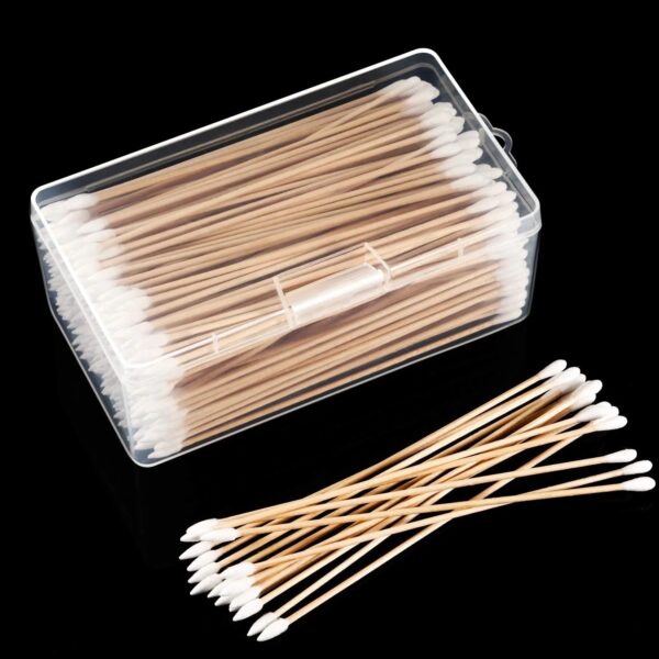 6 inch Round+Precision Double Tipped Cotton Tipped Applicator (100-500 Count in Plastic Box/Zip Bag)