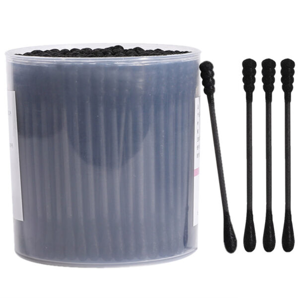 Black Paper Stick+Black Tip Cotton Swabs 200 Count in Custom Plastic Canister - Image 2