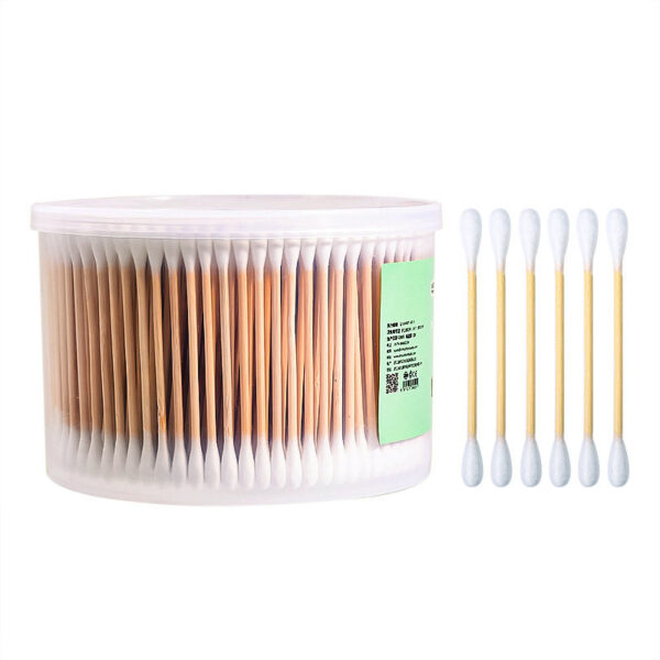 Custom Label Bamboo Stick Cotton Swabs 500 Count in Plastic Box - Image 3