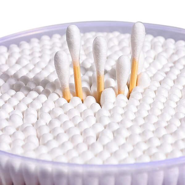 Custom Label Bamboo Stick Cotton Swabs 500 Count in Plastic Box - Image 2