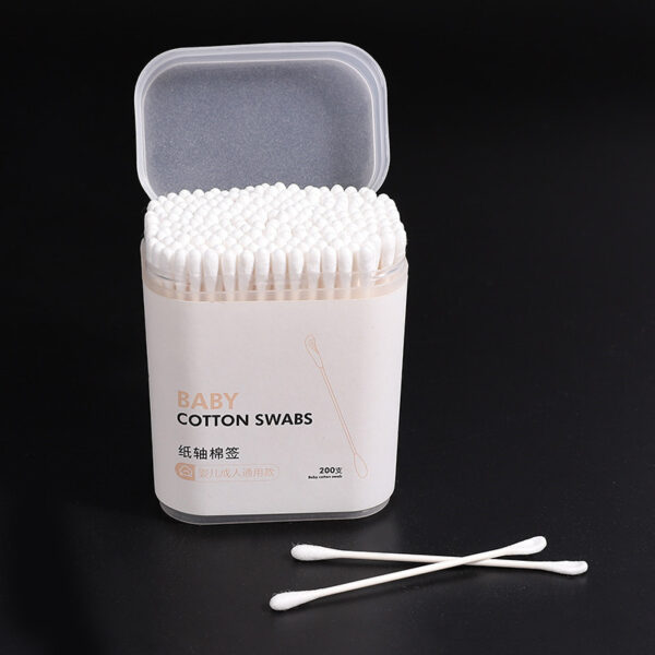 Paper Stick Spiral + Ear Spoon Tip Baby Cotton Swabs 200/400 Count in Plastic Box - Image 3