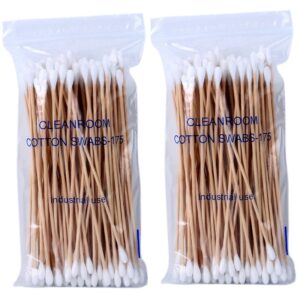 Cleanroom Industrial Use 6 inch Double Round Tip Cotton Tipped Applicator 100 Count in Zip Bag