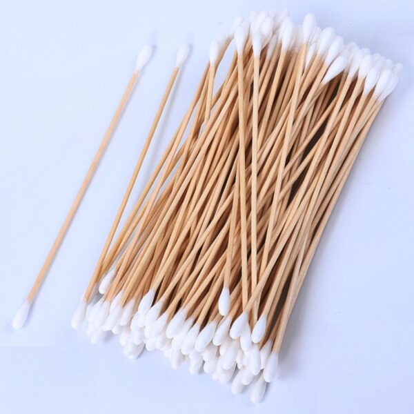 Cleanroom Industrial Use 6 inch Double Round Tip Cotton Tipped Applicator 100 Count in Zip Bag - Image 2