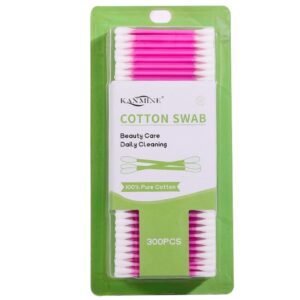 Pink Plastic Stick Cotton Swabs 500 Count in Blister Card Packaging