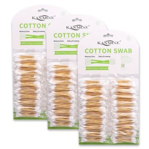 Custom Bamboo Cotton Swabs in Small Packs Attached to Cardboard(20 pcs/pack, 20 packs)