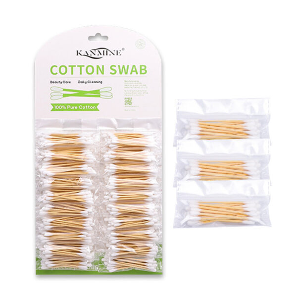 Custom Bamboo Cotton Swabs in Small Packs Attached to Cardboard(20 pcs/pack, 20 packs) - Image 3