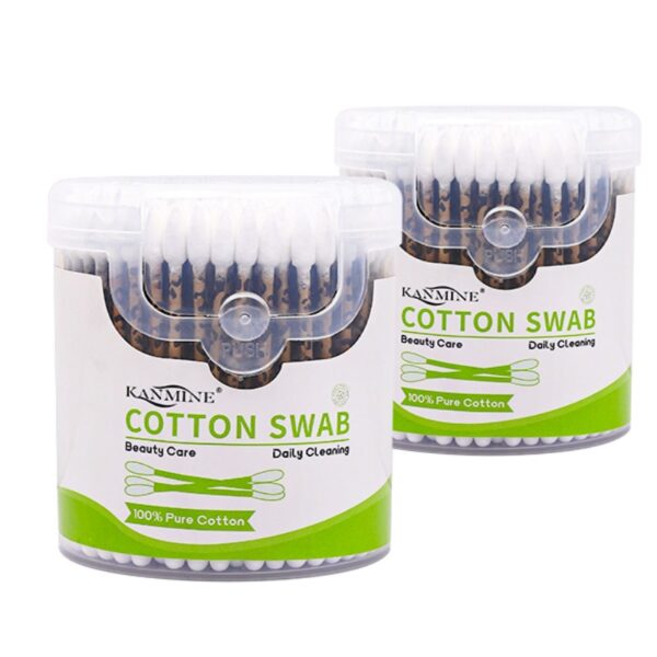 Leopard Print Paper Stick Cotton Swabs 200 Count in Plastic Canister - Image 4