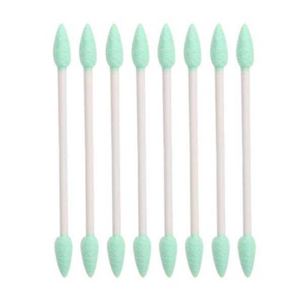 Green Pointed Tip Paper Stick Cotton Swabs 200 Count in Plastic Canister - Image 2