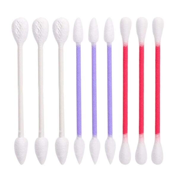 3 Color Paper Stick Multi-tip Cometic Cotton Swabs 385 Count in Tear-open Paper Box - Image 2