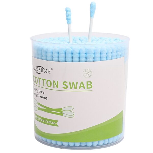 Blue Spiral Tip Paper Stick Cotton Swabs 200 Count in Plastic Canister - Image 7