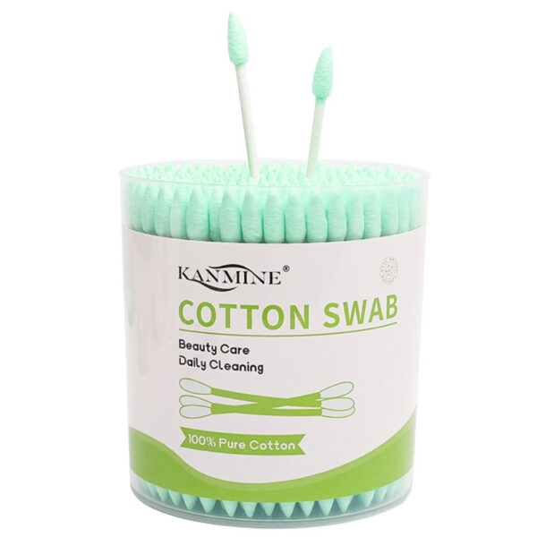 Green Pointed Tip Paper Stick Cotton Swabs 200 Count in Plastic Canister - Image 5