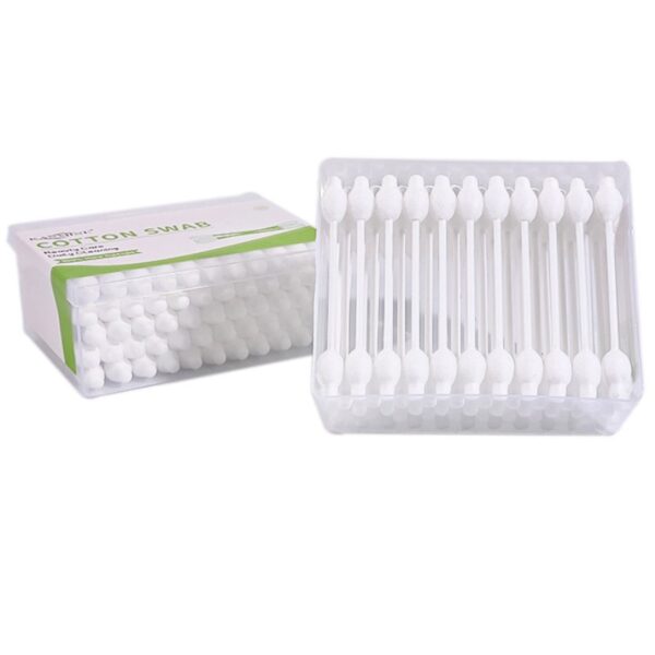 Safety Tip Plastic Stick Cotton Swabs 33 Count in Plastic Box - Image 3