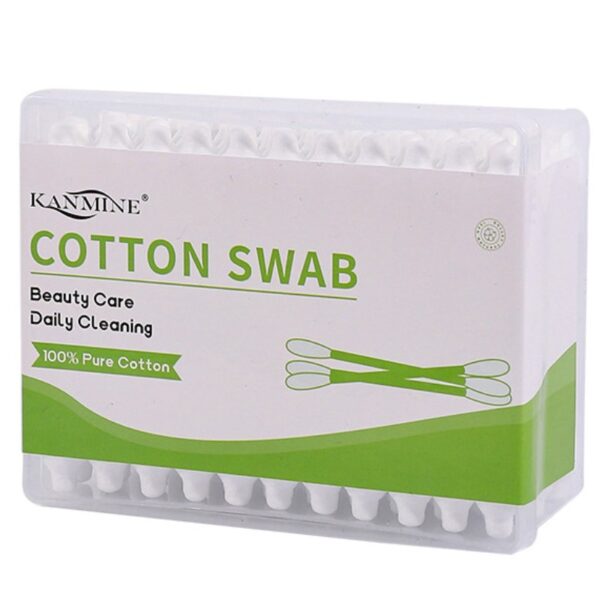 Safety Tip Plastic Stick Cotton Swabs 33 Count in Plastic Box - Image 2